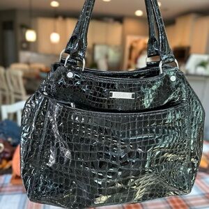 Cole Haan Black Crocodile-Embossed Shoulder Bag